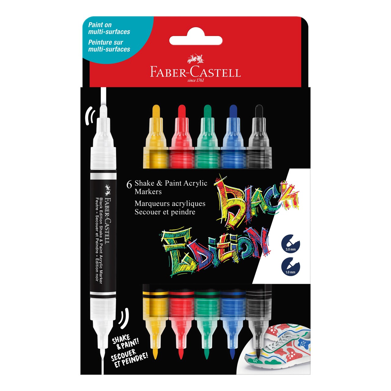Faber-Castell Black Ed. Shake & Paint Acrylic Markers 6/Pkg-Classic Colors